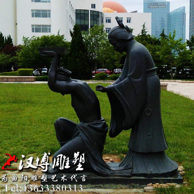 岳母刺字雕塑,神话故事铜雕,玻璃钢雕像