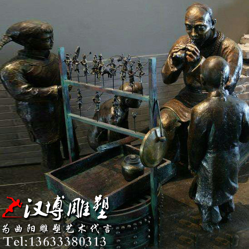 吹糖人雕塑,古代人物雕像,传统民俗铜雕