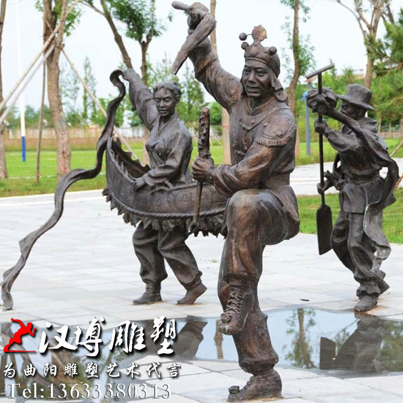 民俗传统雕像,民族文化铜雕,扭秧歌雕塑