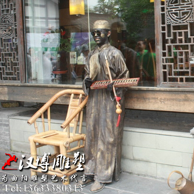 账房先生雕塑,民族传统雕像,古代算账人铜雕