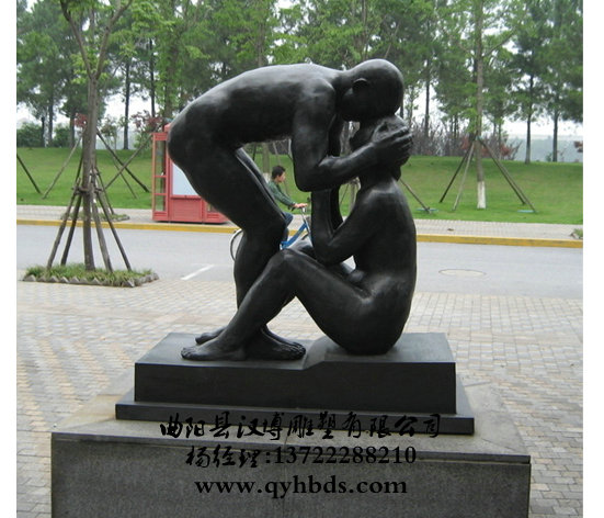 玻璃钢亲吻人物,抽象仿铜人物摆件