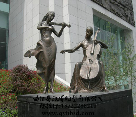 玻璃钢仿铜音乐人雕塑,商业街人物雕塑