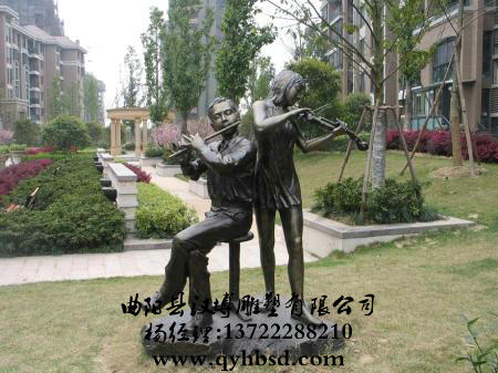 玻璃钢人物雕塑,仿铜音乐人物雕塑