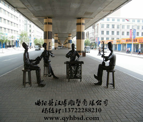 玻璃钢音乐人物雕塑,仿铜广场校园摆件