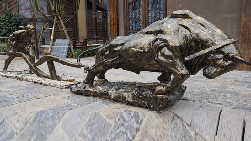 牛雕像,传统工艺制作,园林景观雕像