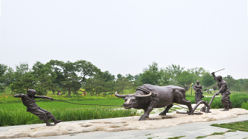 牧童骑牛雕像,牛文化雕塑,牛铜雕