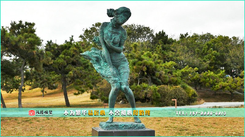 海风女孩铜雕,人物铸铜雕像,户外雕塑