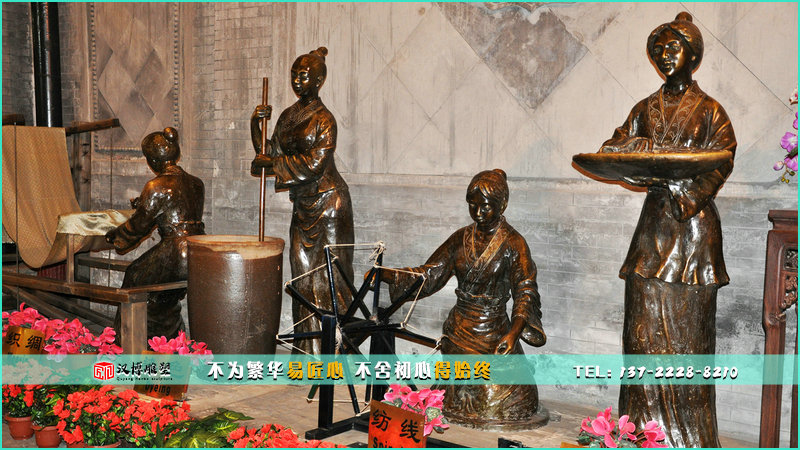 大型人物铜雕,纺织雕像,铸铜雕塑