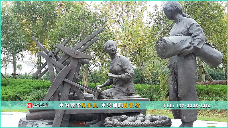 织布人物铜雕,人物雕像定制,户外雕塑