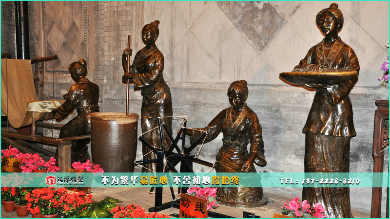 纺织景观铜雕,女子雕像,雕塑定制厂家