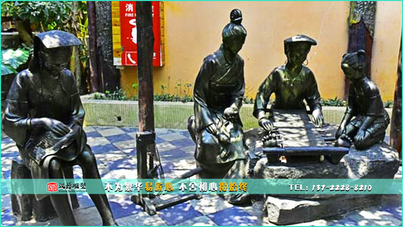 古人物铜雕,纺织雕像,铸铜雕塑