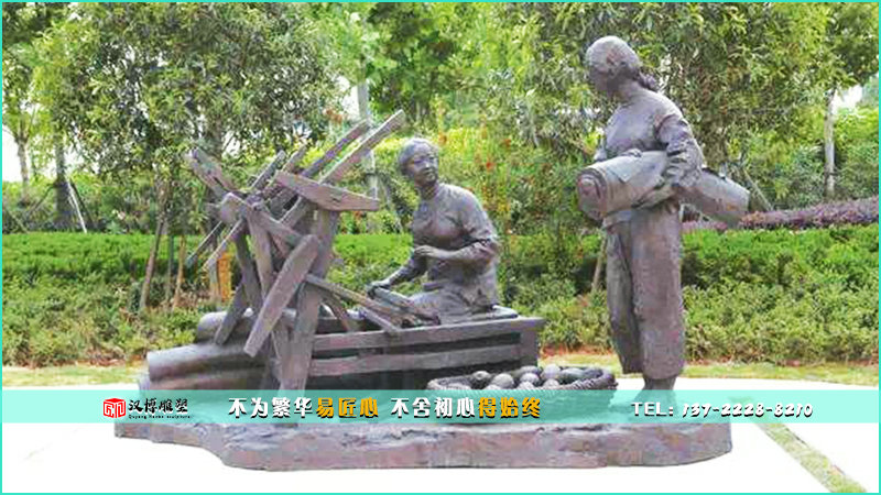 历史人物铜雕,织布雕像,文化艺术雕塑